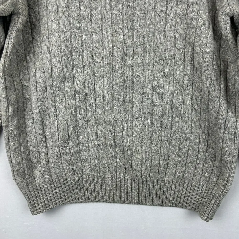 L.L. Bean Cable Knit Lambswool Sweater Gray WW48 Size XL Tall (Measures Men's L)